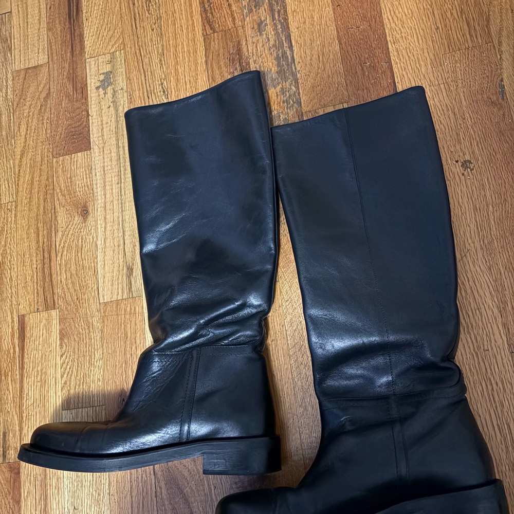 Zara Black Leather Knee-High Boots